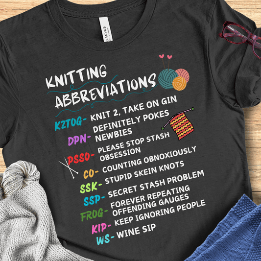 Knitting Abbreviations T-Shirt Dark Grey / S