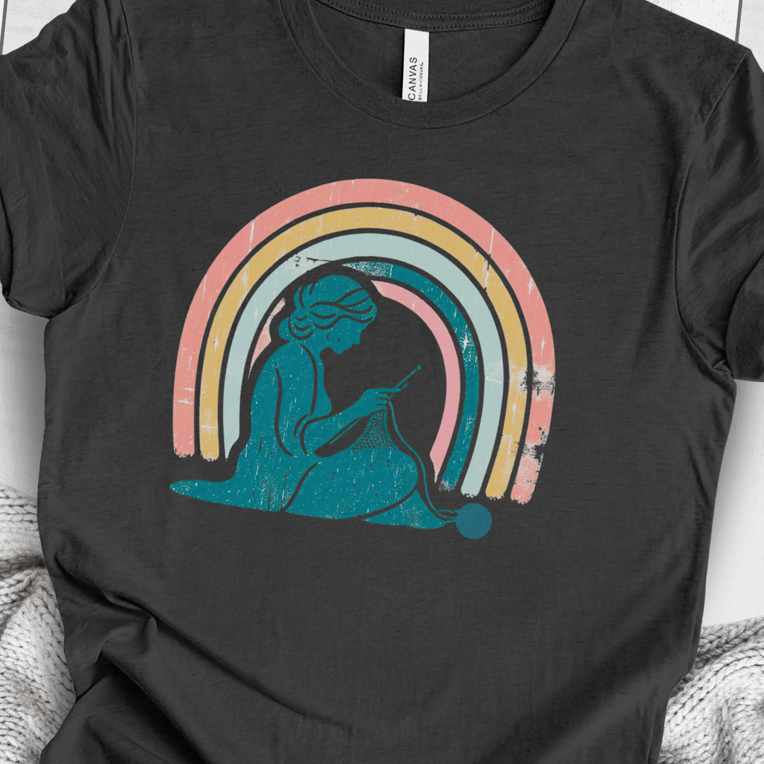 Retro Knitting T-Shirt Dark Grey / S