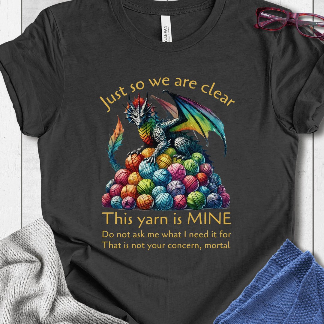 Yarn Dragon with slogan T-Shirt Dark Grey / S