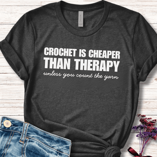 Crochet is Cheaper T-Shirt Dark Grey / XS