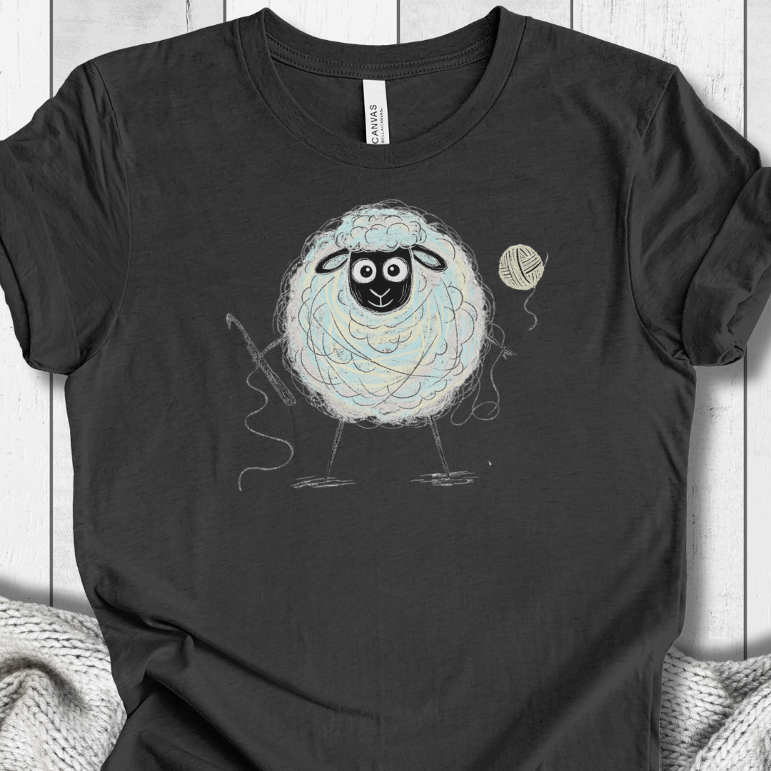 Crochet Sheepet T-Shirt Dark Grey / XS