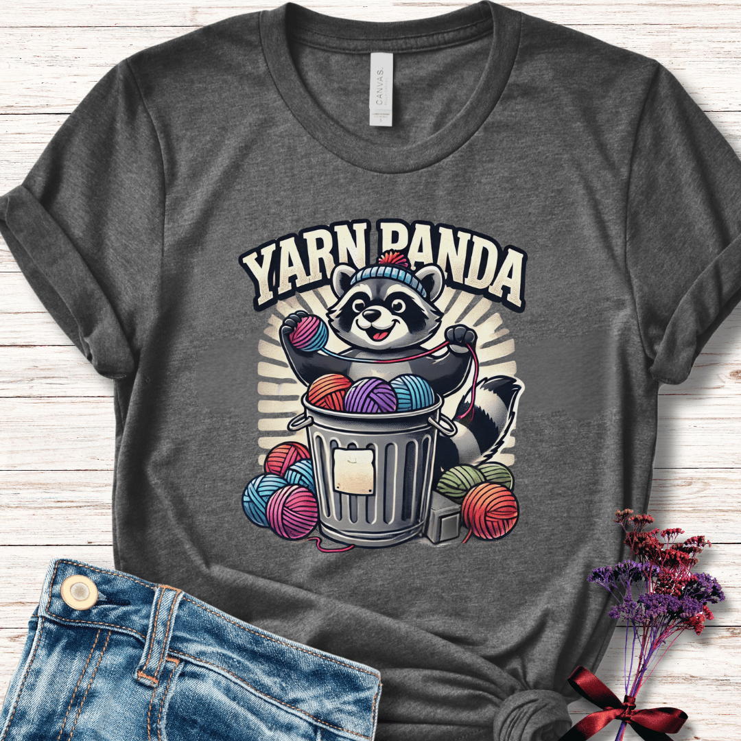 Cute Yarn Panda T-Shirt Dark Grey / XS