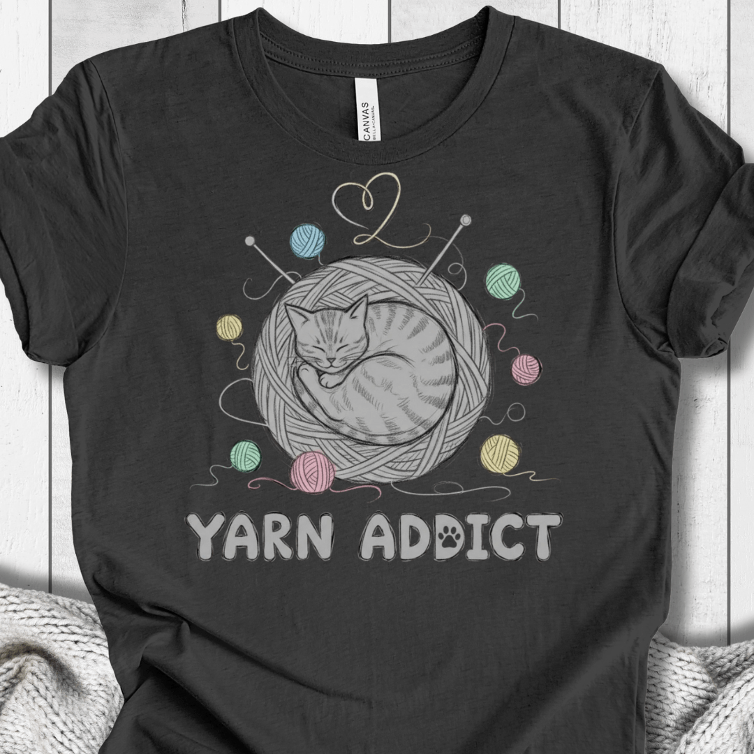 Yarn Addict Sketch T-Shirt Dark Grey / XS