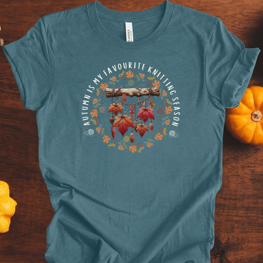 Autumn is my Knitting Season T-Shirt Deep Teal / S