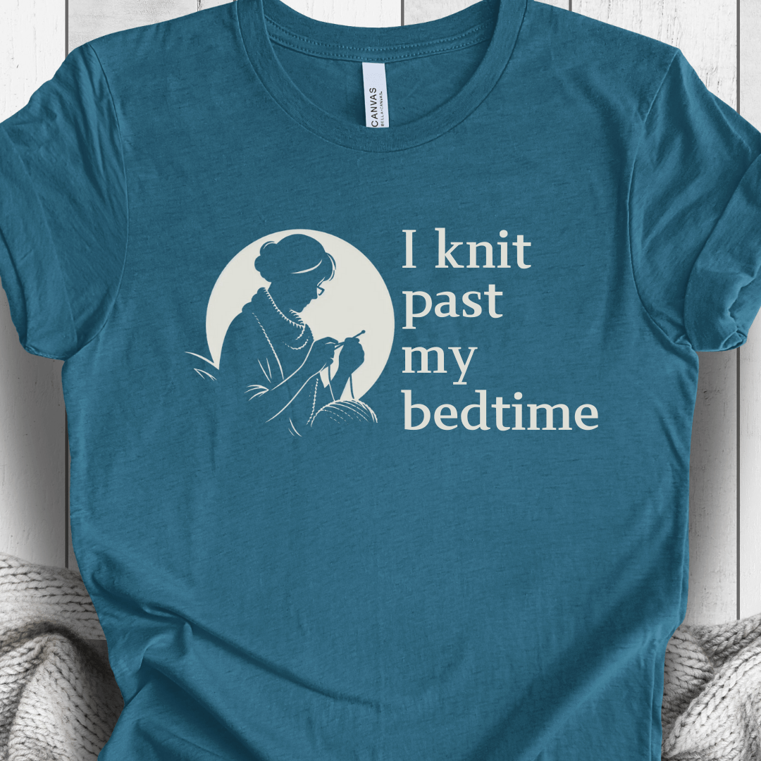 I knit past my bedtime T-Shirt Deep Teal / S