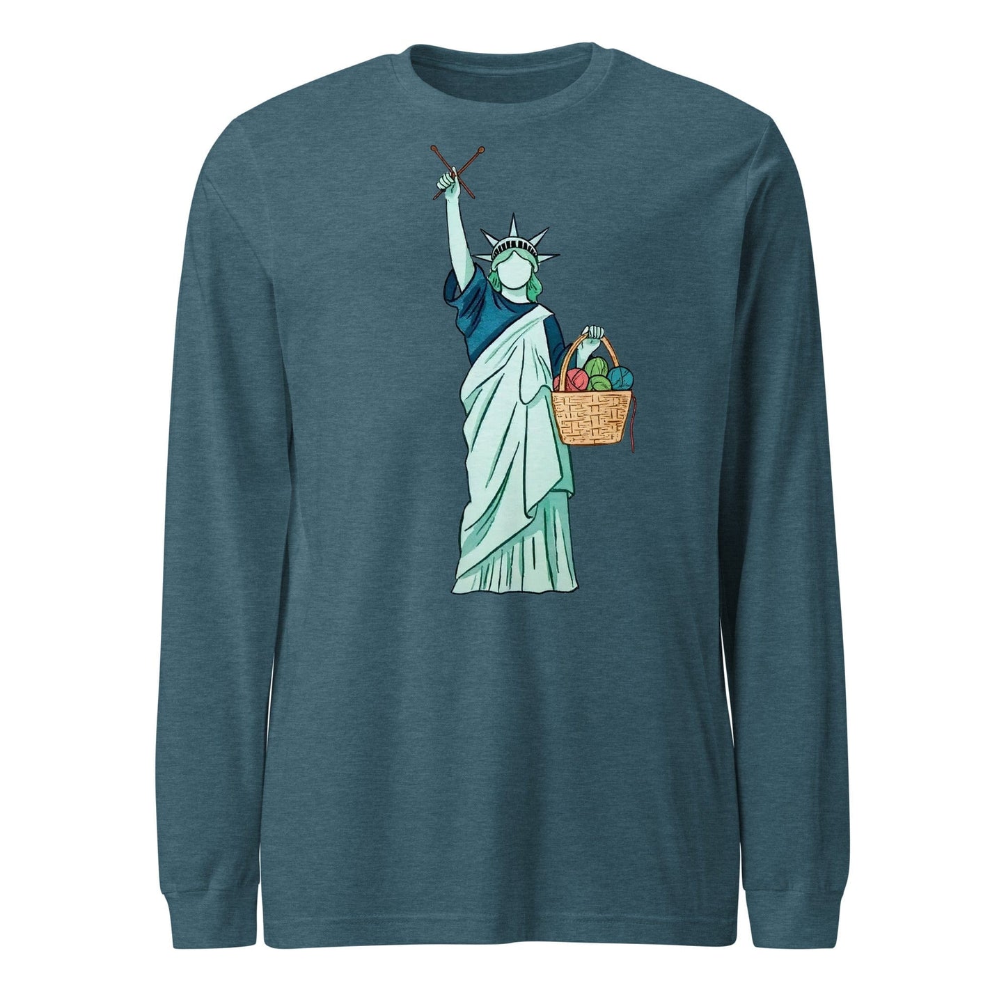 Statue of Liberty Long Sleeve Tee Heather Deep Teal / S