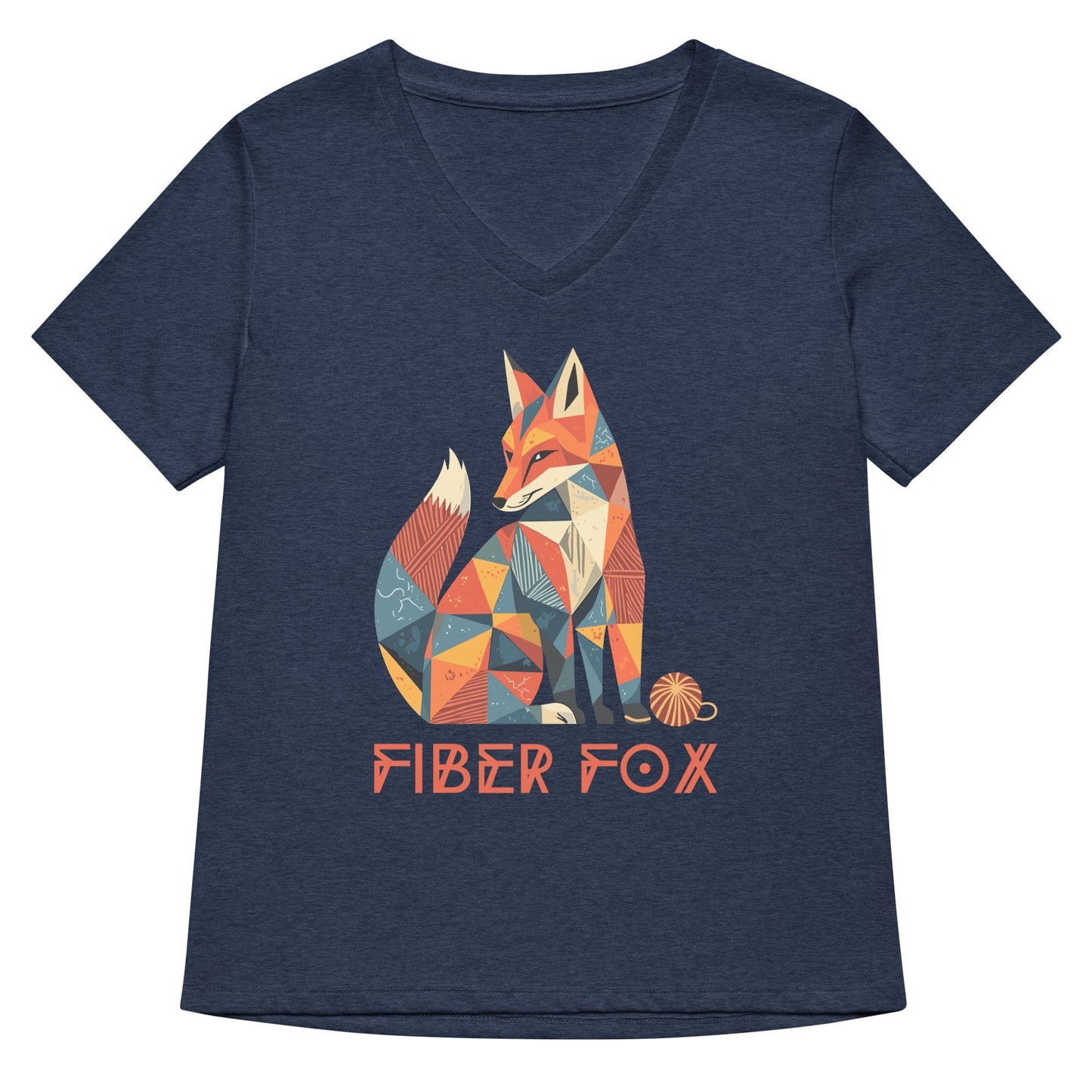 Fiber Fox V Neck T-Shirt Heather Navy / S