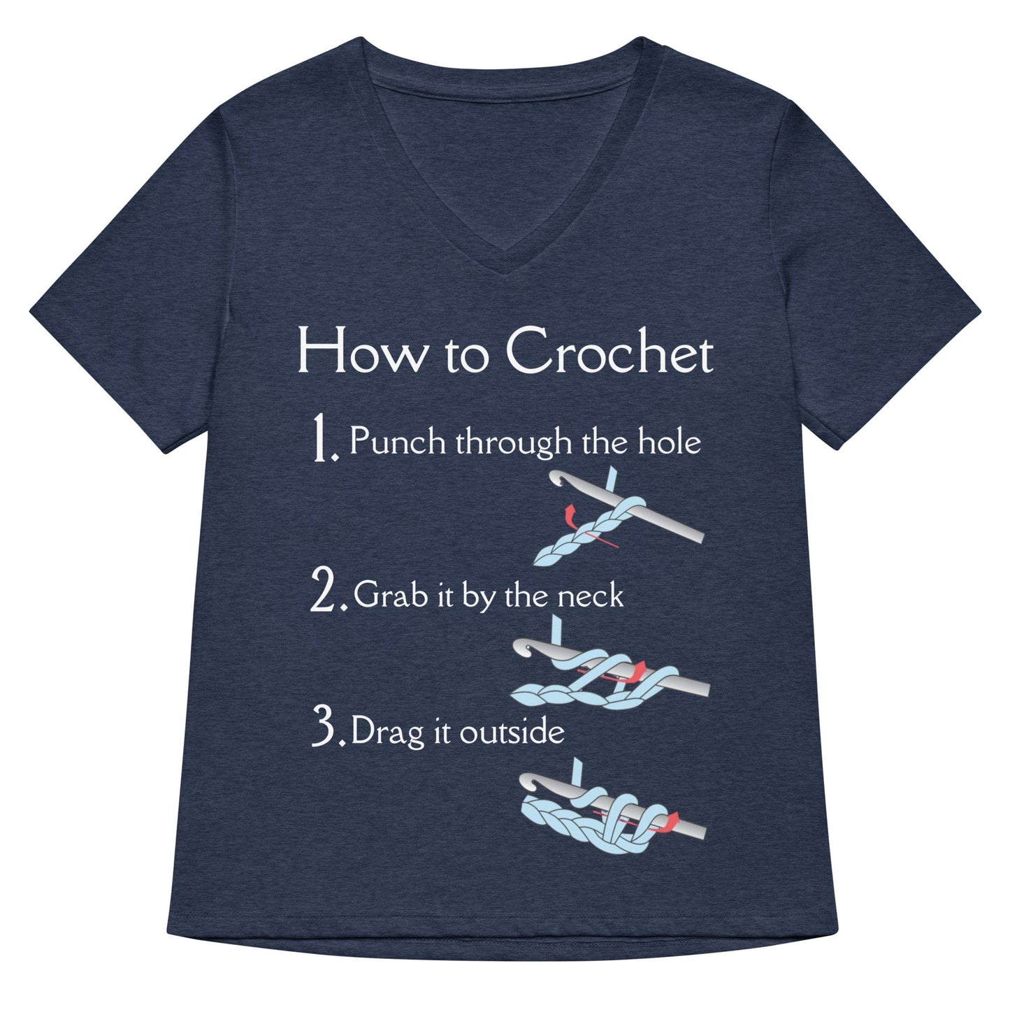 How to Crochet V Neck T-Shirt Heather Navy / S