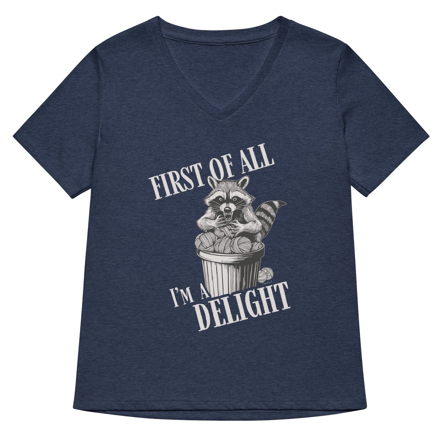I'm a Delight V Neck T-Shirt Heather Navy / S