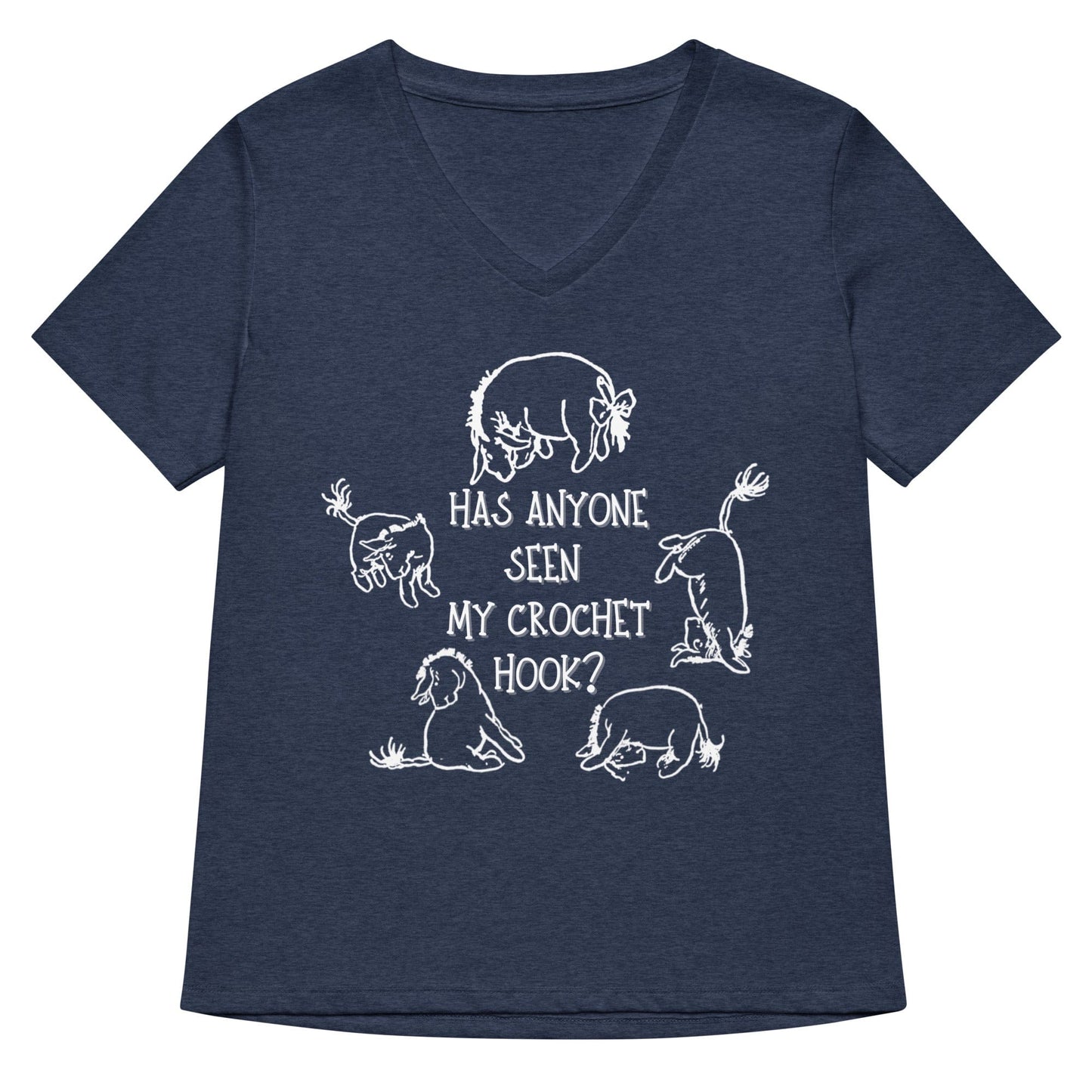 Lost Crochet Hook V Neck T-Shirt Heather Navy / S