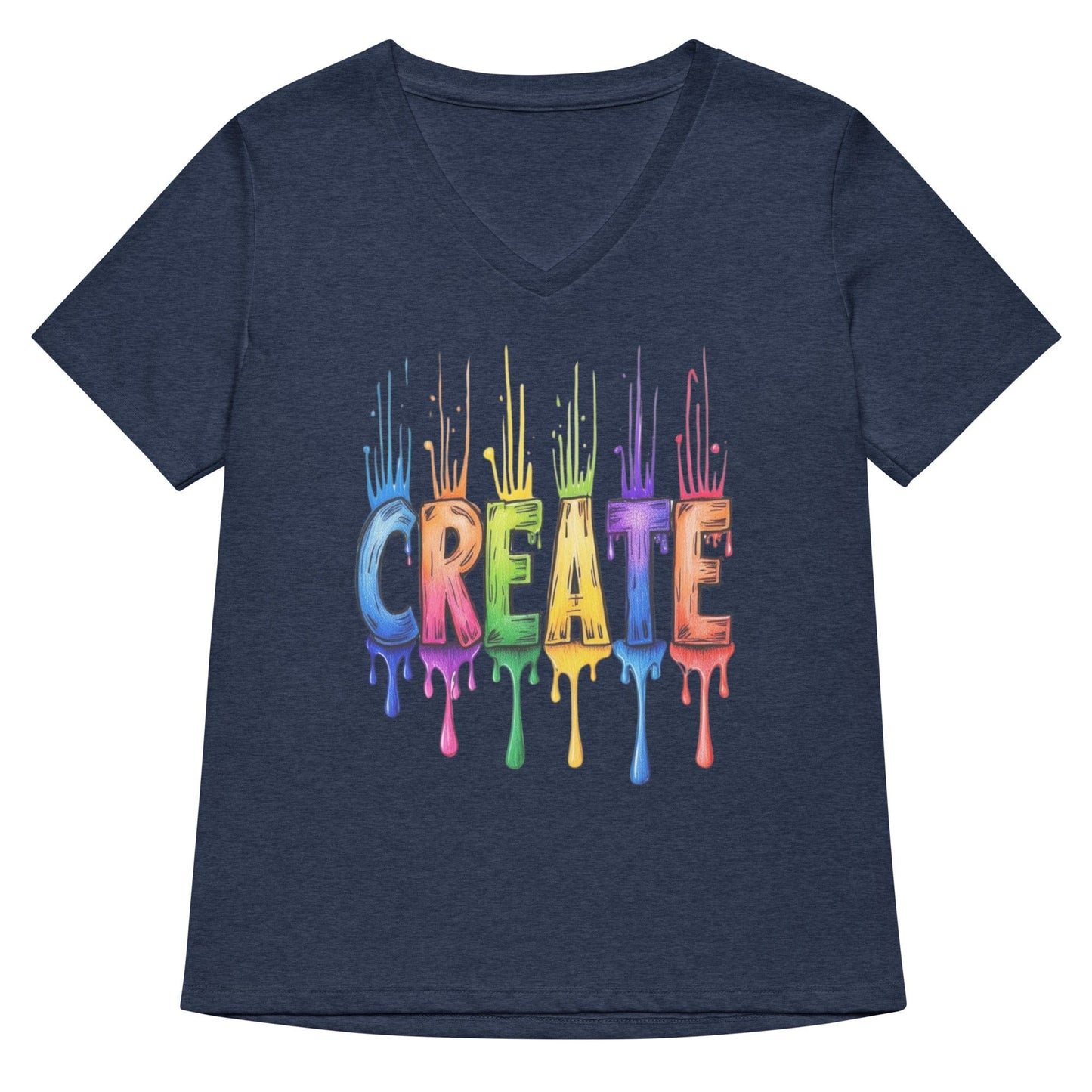 Rainbow Create V Neck T-Shirt Heather Navy / S