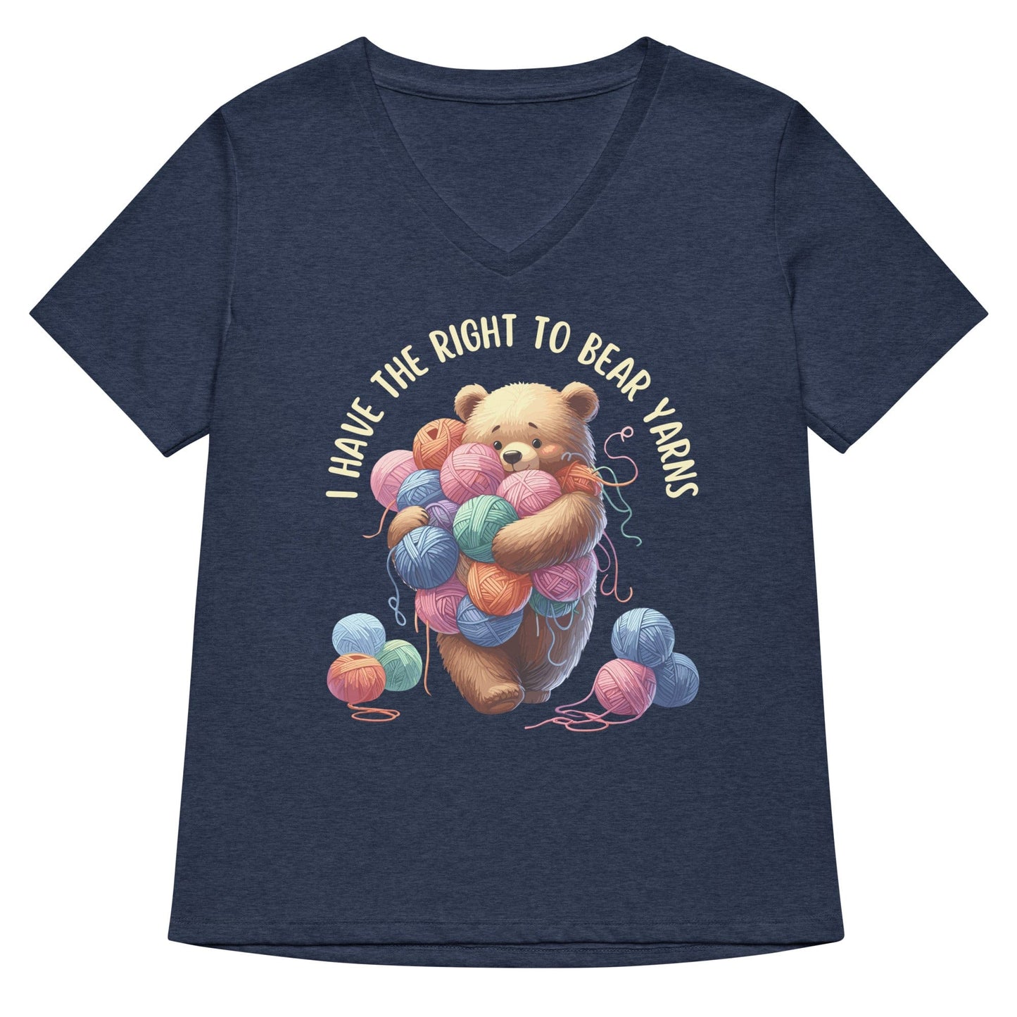 Right to Bear Yarns V Neck T-Shirt Heather Navy / S