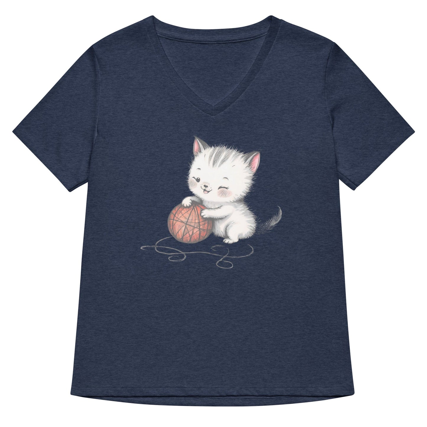 Soft Kitty V Neck T-Shirt Heather Navy / S