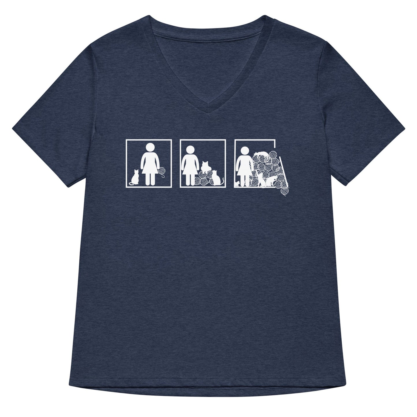 The Inevitable Escalation V Neck T-Shirt Heather Navy / S
