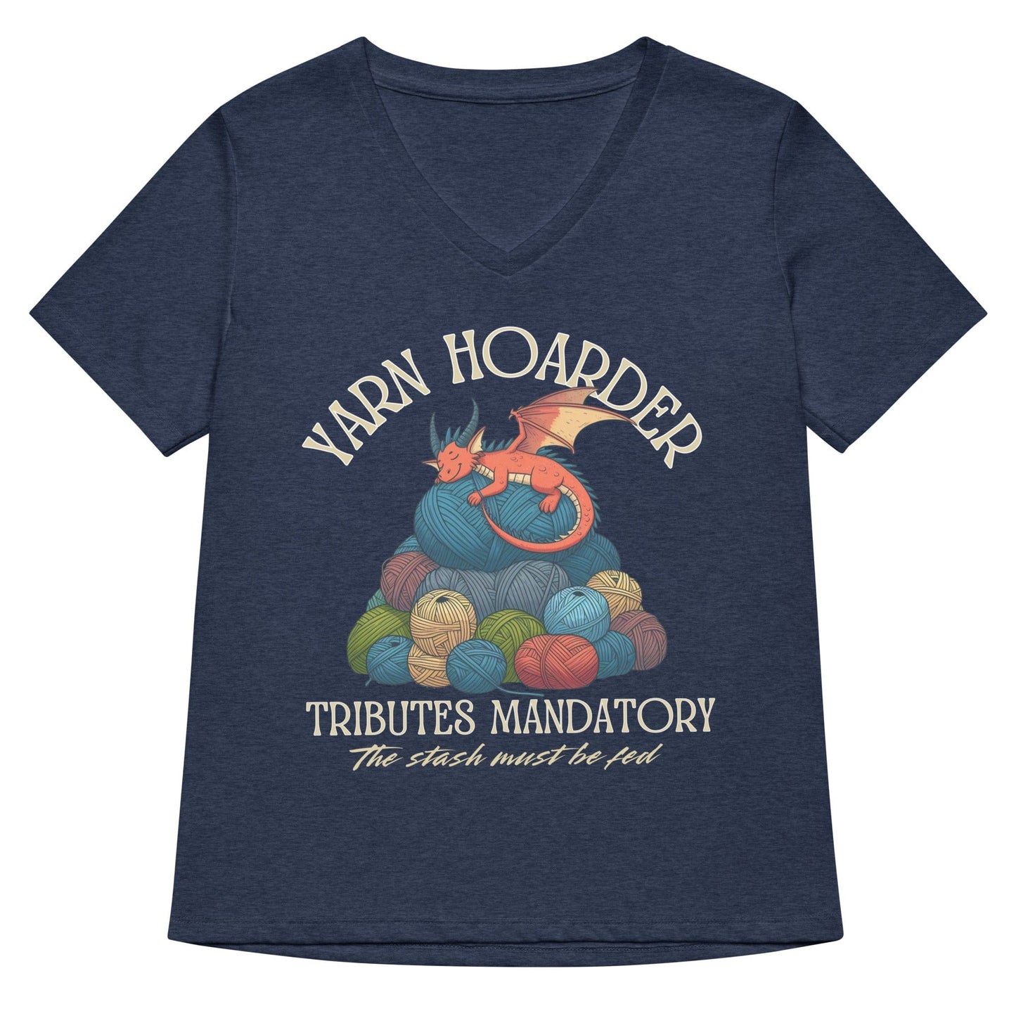 Yarn Hoarder V Neck T-Shirt Heather Navy / S