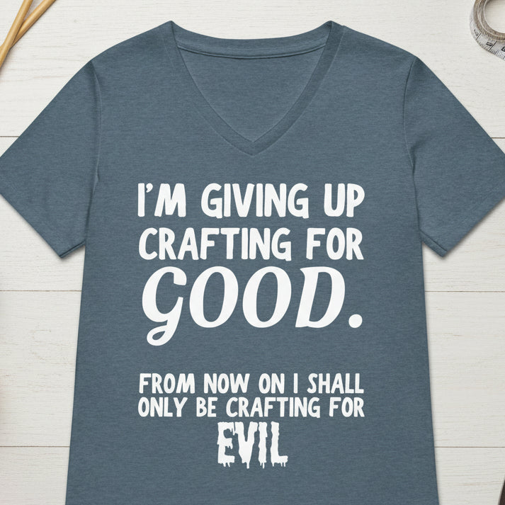 Crafting for Good V Neck T-Shirt Heather Slate / S