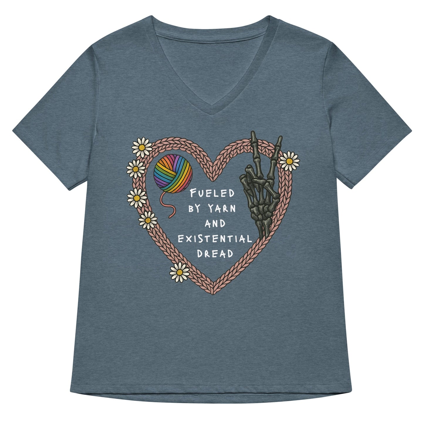 Existential Yarn V Neck T-Shirt Heather Slate / S
