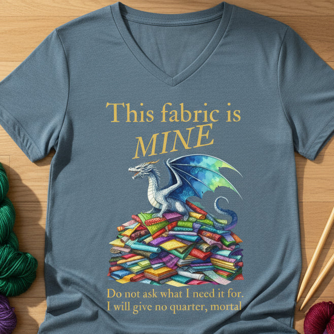 Fabric Dragon Hoarder V Neck T-Shirt Heather Slate / S