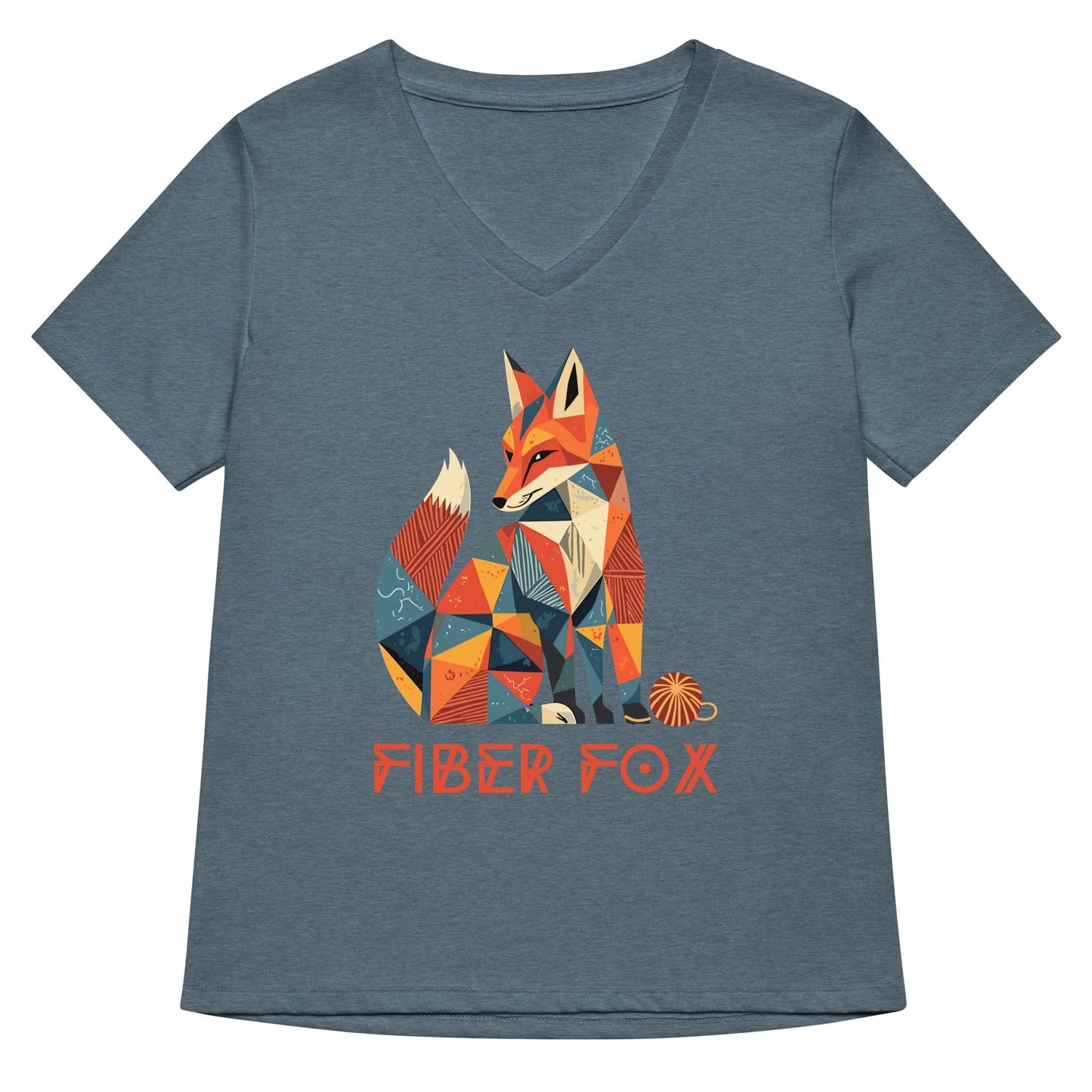 Fiber Fox V Neck T-Shirt Heather Slate / S