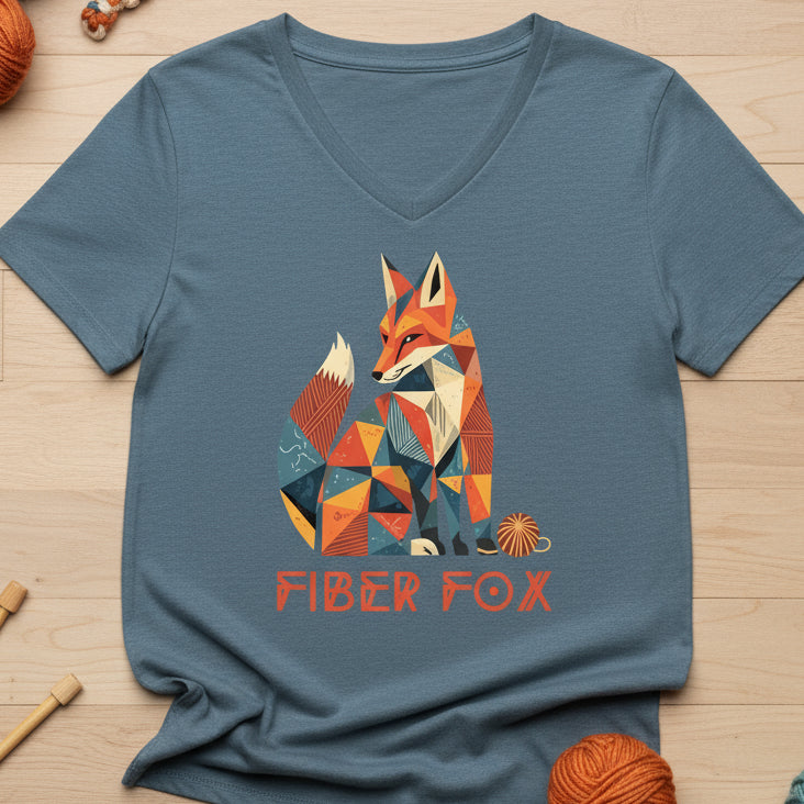 Fiber Fox V Neck T-Shirt Heather Slate / S