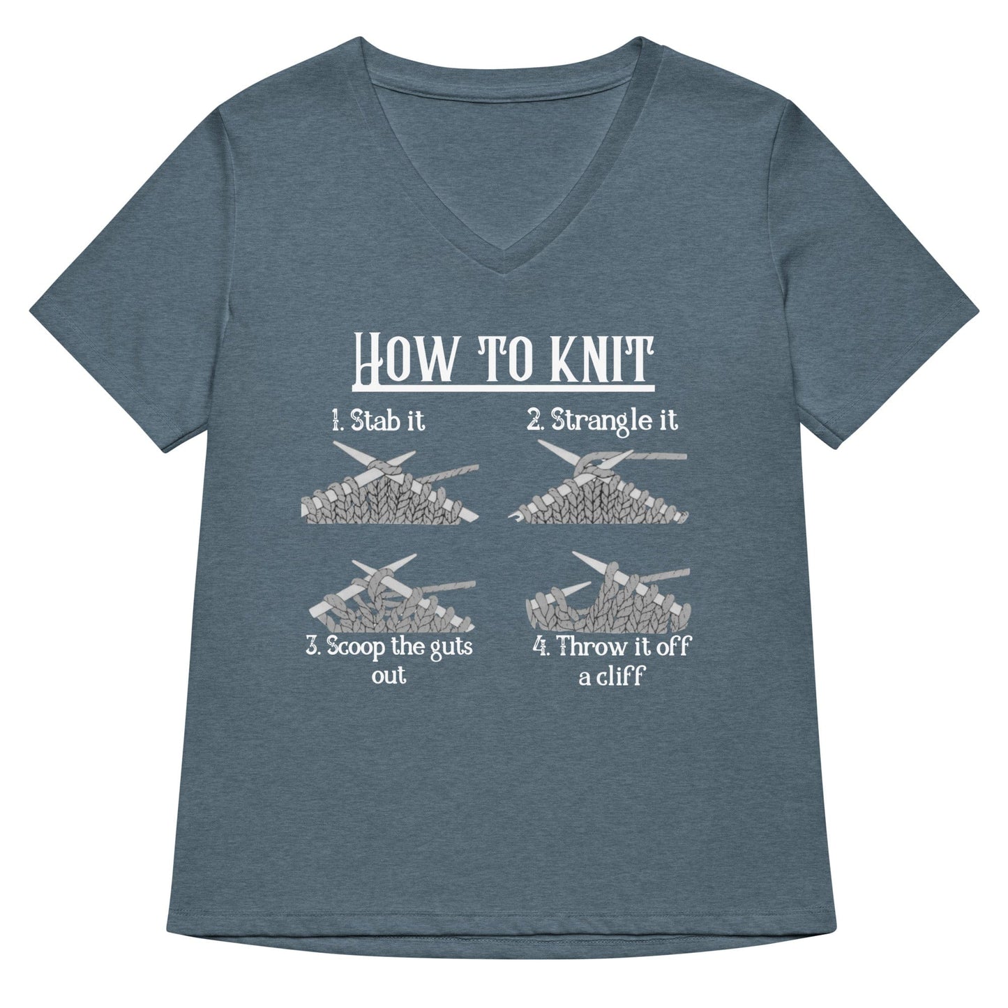 How to Knit V Neck T-Shirt Heather Slate / S