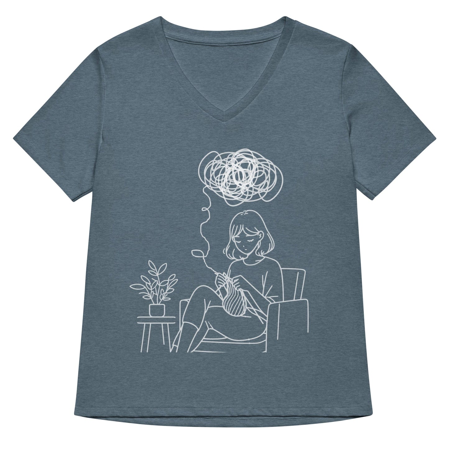 Mental Health V Neck T-Shirt Heather Slate / S