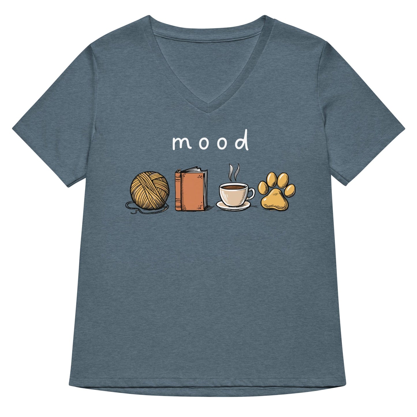 Mood V Neck T-Shirt Heather Slate / S