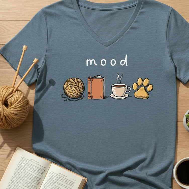 Mood V Neck T-Shirt Heather Slate / S