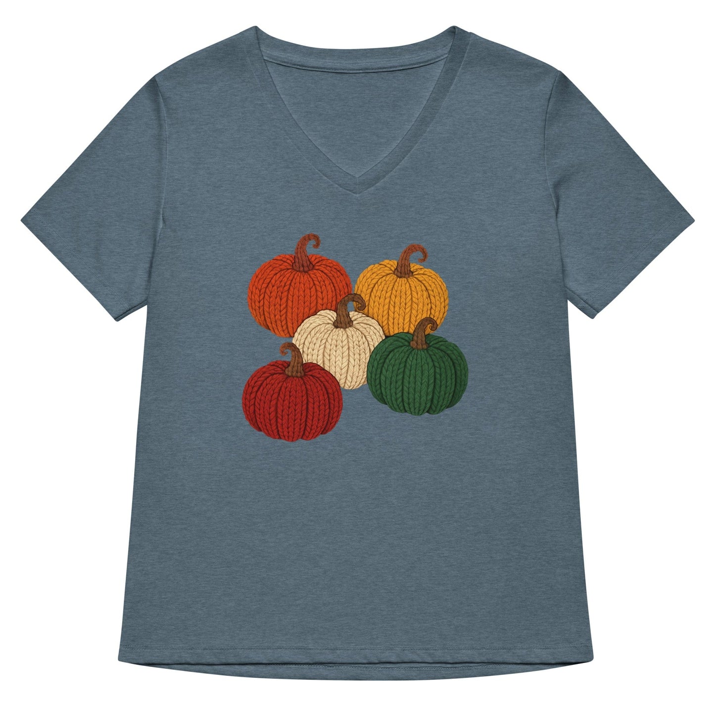 Pumpkins V Neck T-Shirt Heather Slate / S