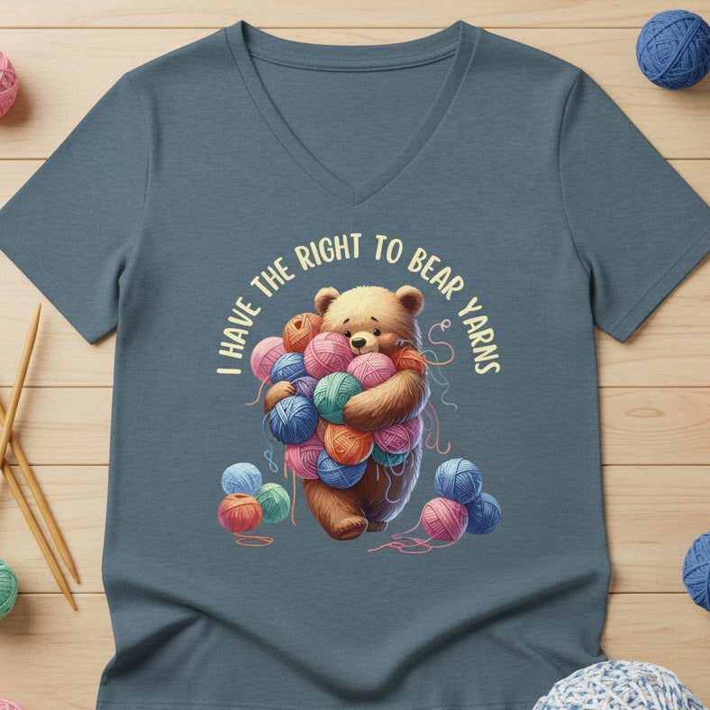 Right to Bear Yarns V Neck T-Shirt Heather Slate / S