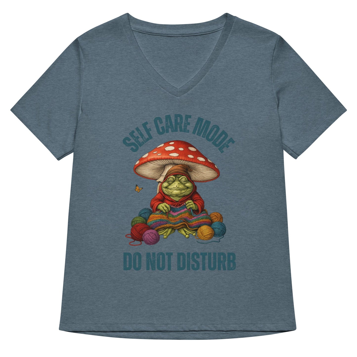 Self Care Mode V Neck T-Shirt Heather Slate / S