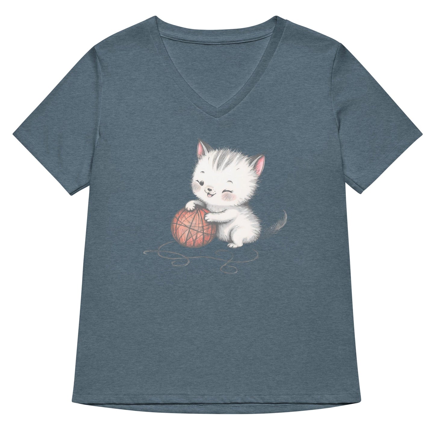 Soft Kitty V Neck T-Shirt Heather Slate / S