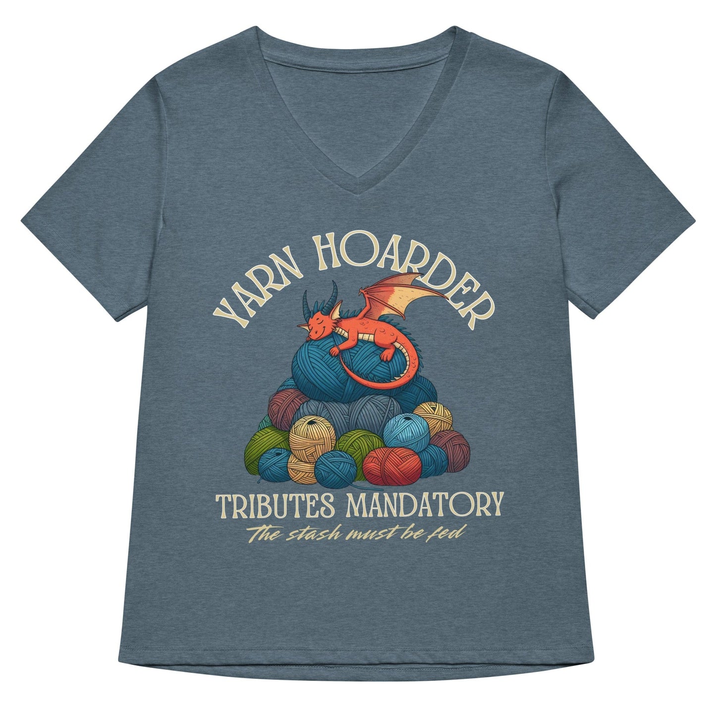 Yarn Hoarder V Neck T-Shirt Heather Slate / S