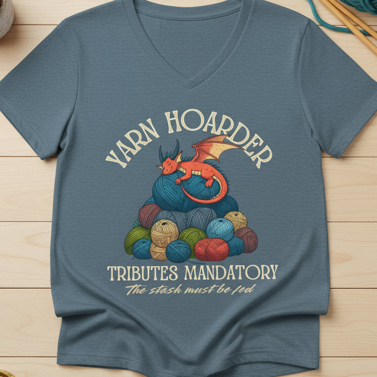 Yarn Hoarder V Neck T-Shirt Heather Slate / S