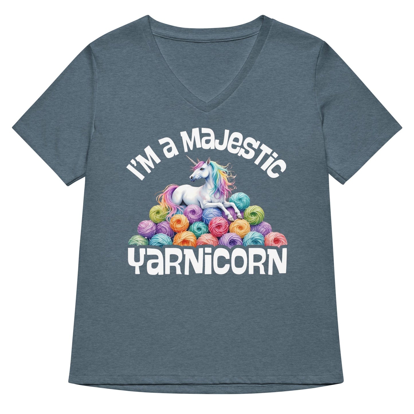 Yarnicorn V Neck T-Shirt Heather Slate / S