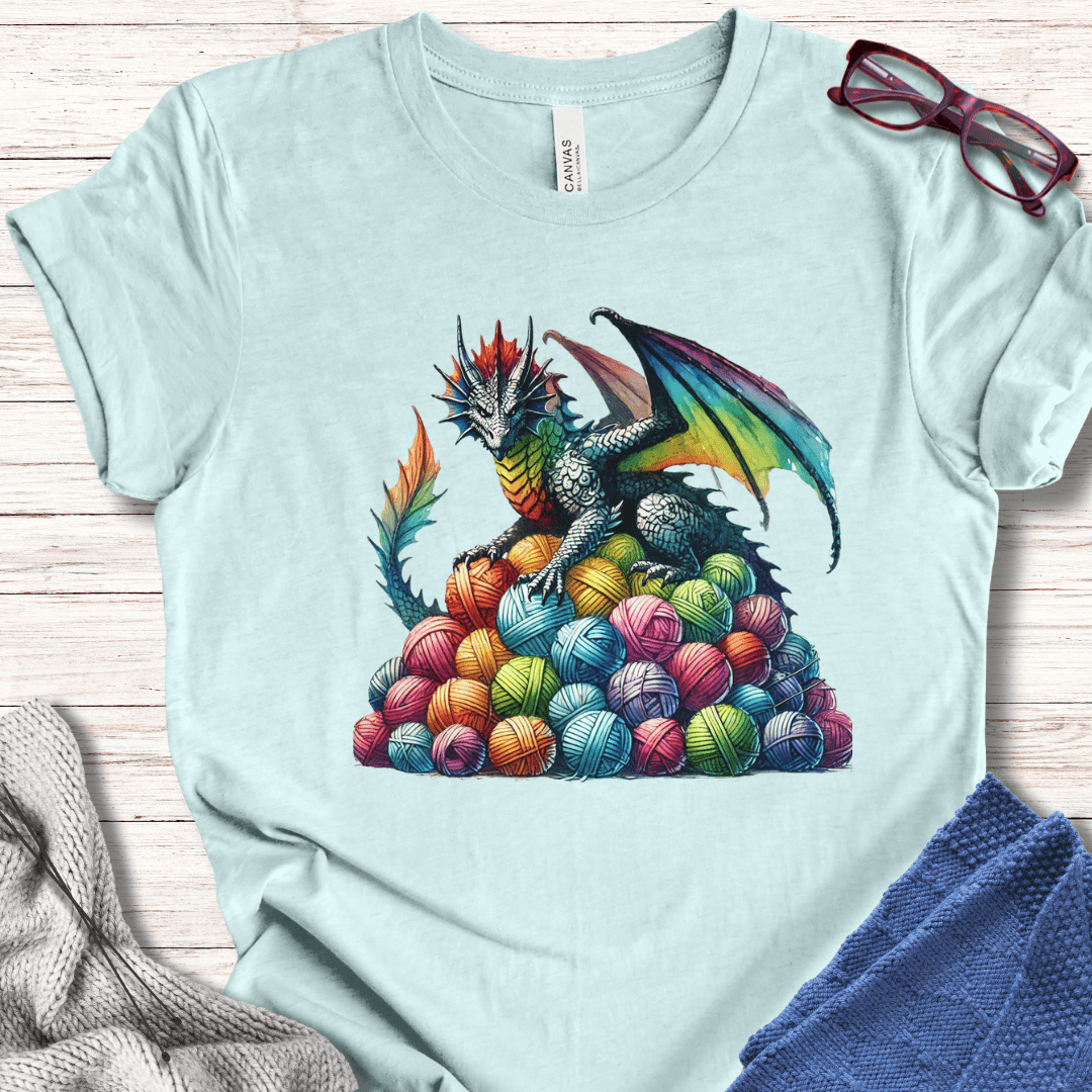 Yarn Dragon (no slogan) T-Shirt Ice Blue / S