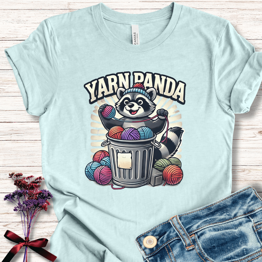 Cute Yarn Panda T-Shirt Ice Blue / XS