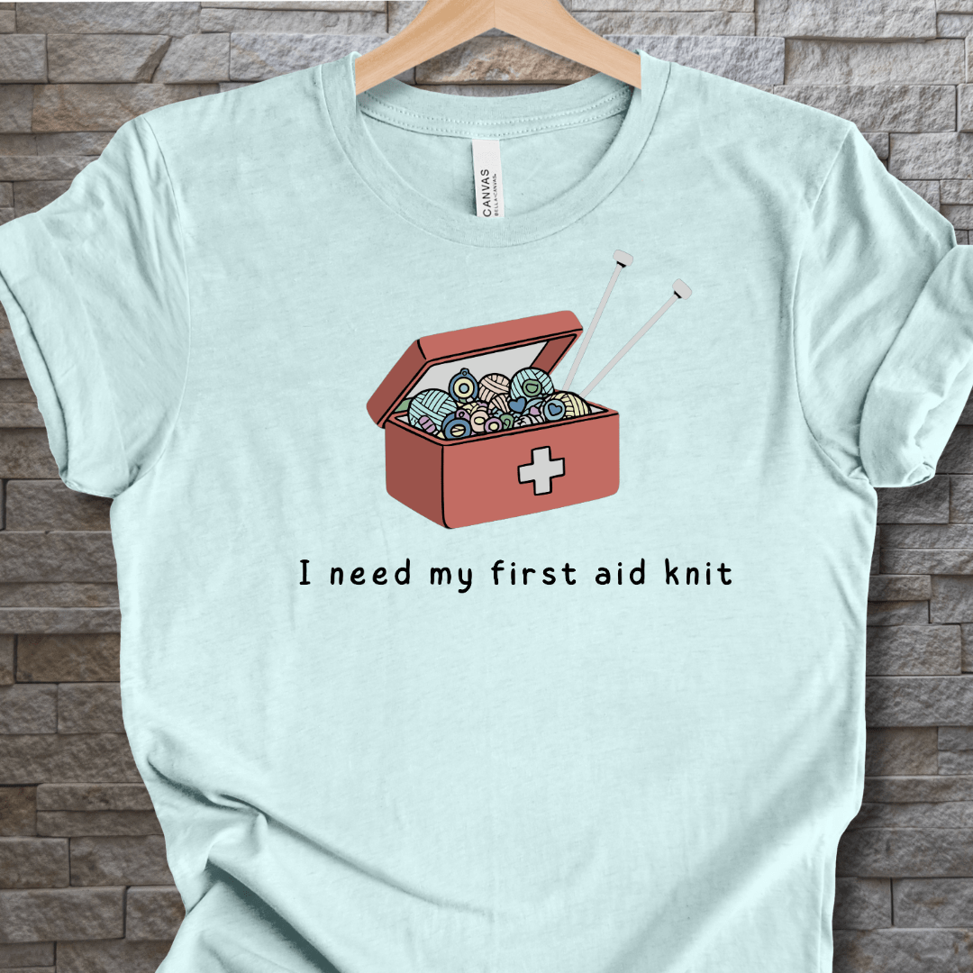 First Aid Knit T-Shirt Ice Blue / XS