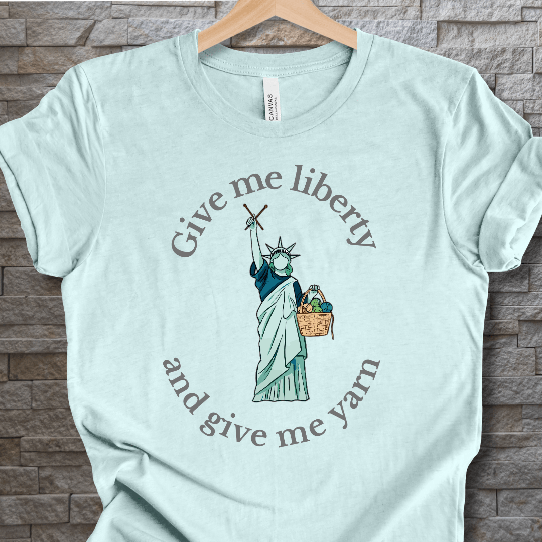 Statue of Liberty T-Shirt (With Text) Ice Blue / XS