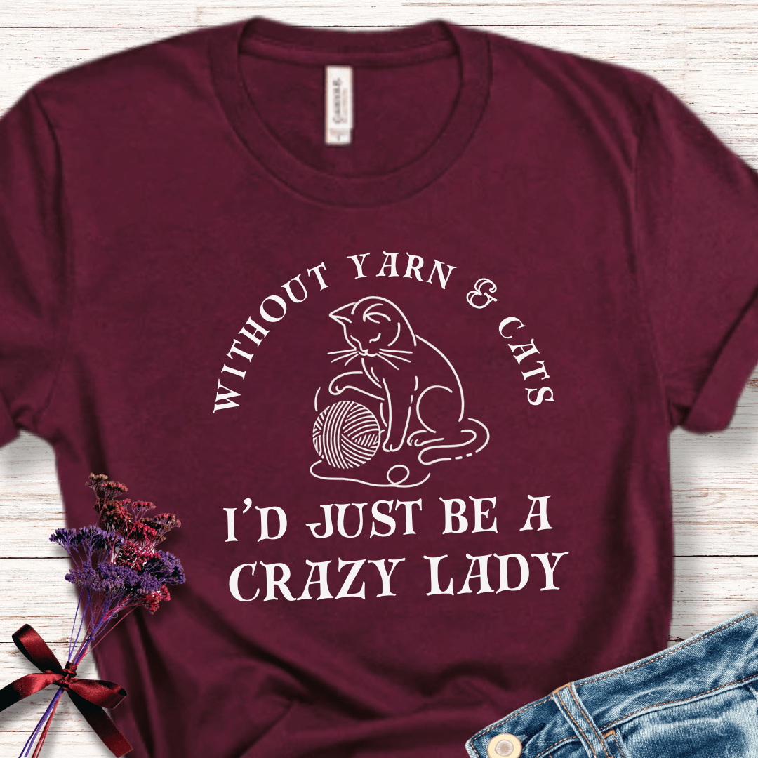 Cats & Yarn T-Shirt Maroon / S