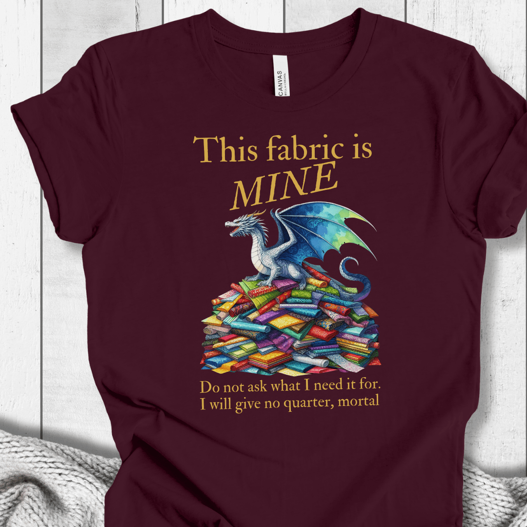 Fabric Dragon Hoarder Slogan T-Shirt Maroon / S