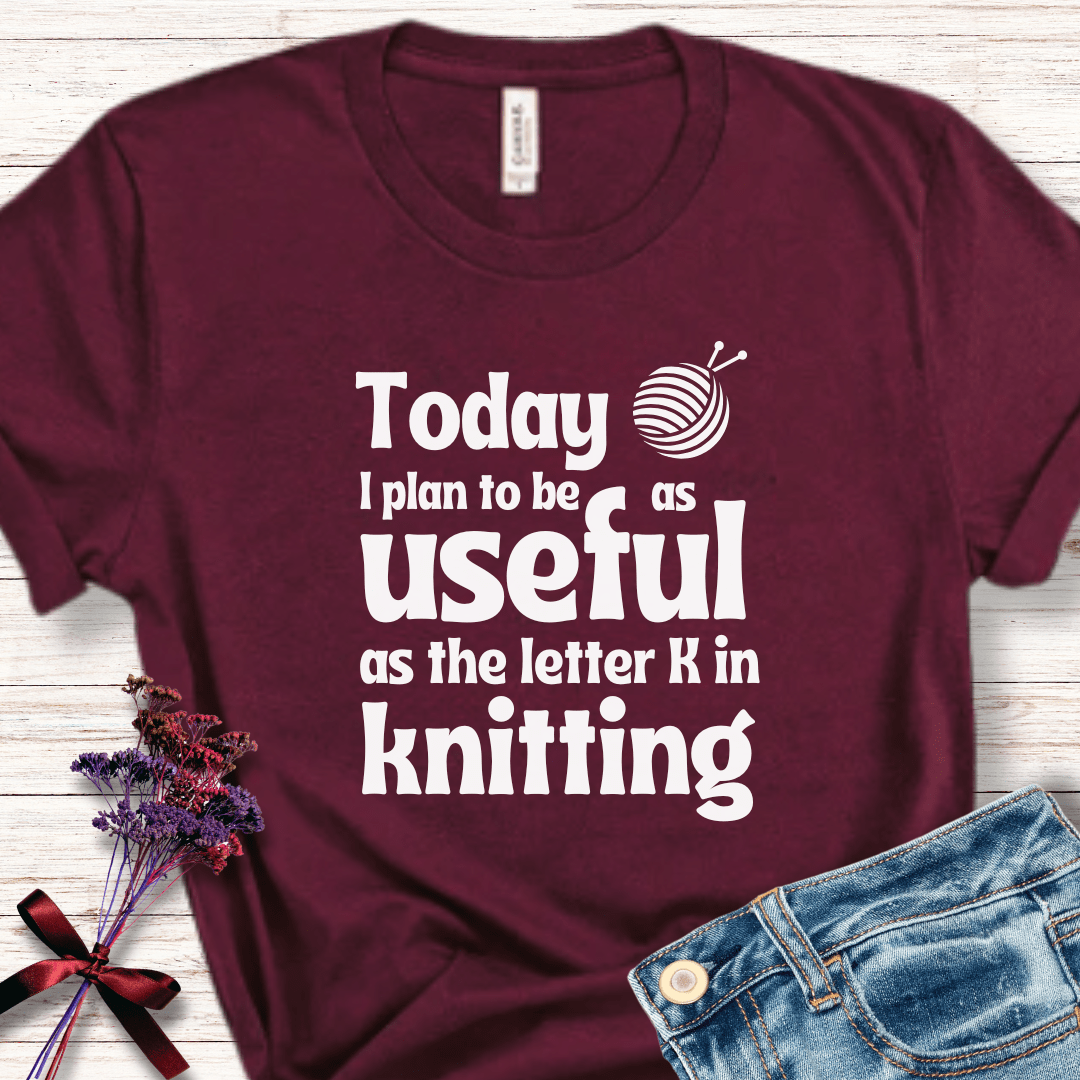 K in Knitting T-Shirt Maroon / S