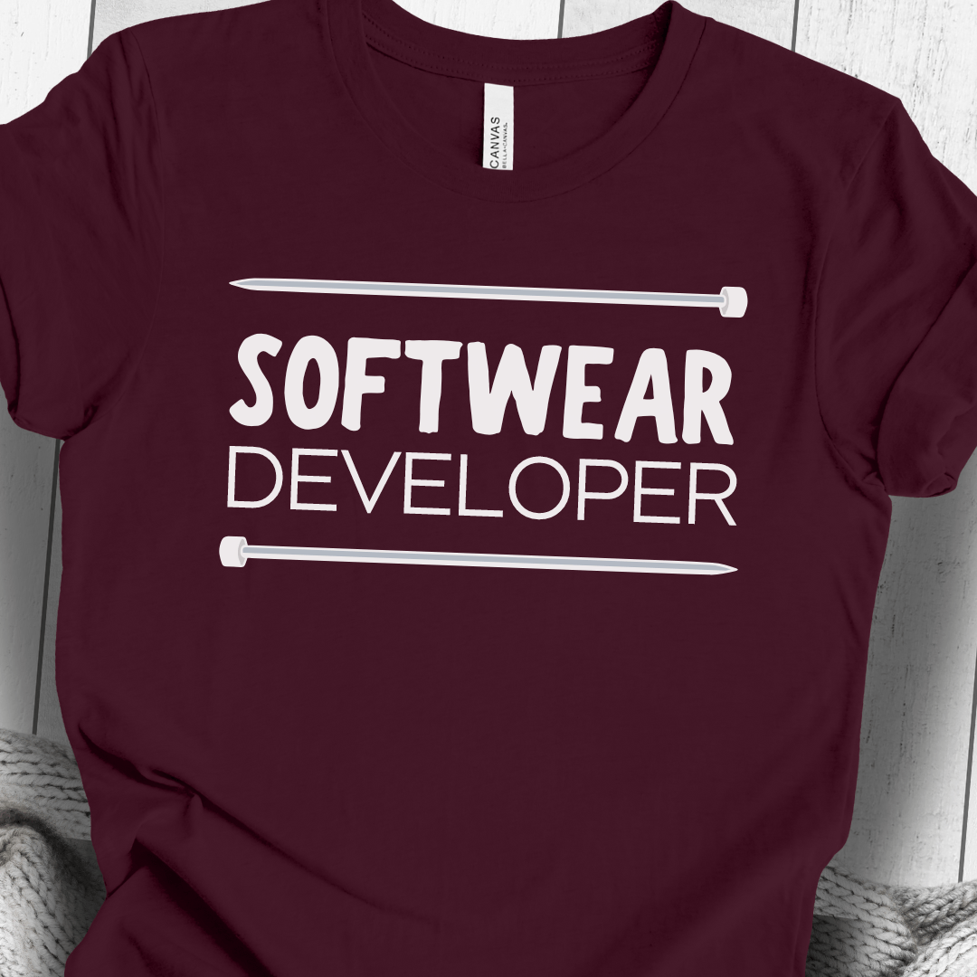 Softwear Developer Knitting T-Shirt Maroon / S