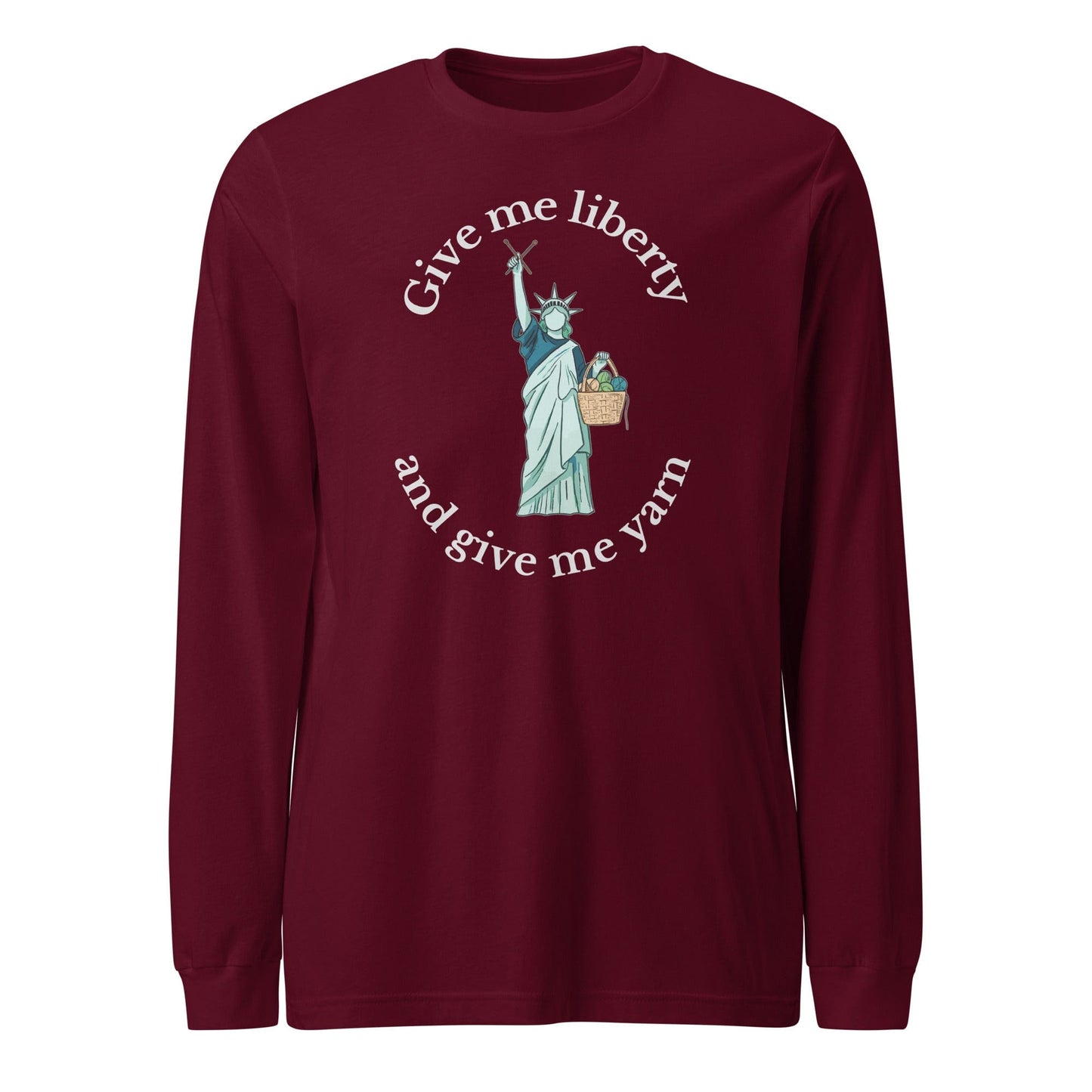 Statue of Liberty Long Sleeve Tee (with text) Maroon / S