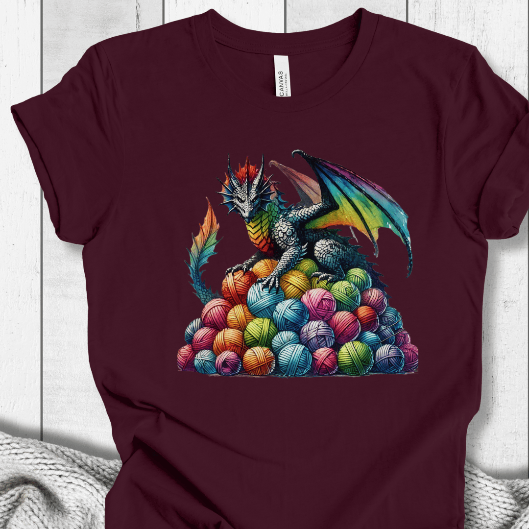 Yarn Dragon (no slogan) T-Shirt Maroon / S