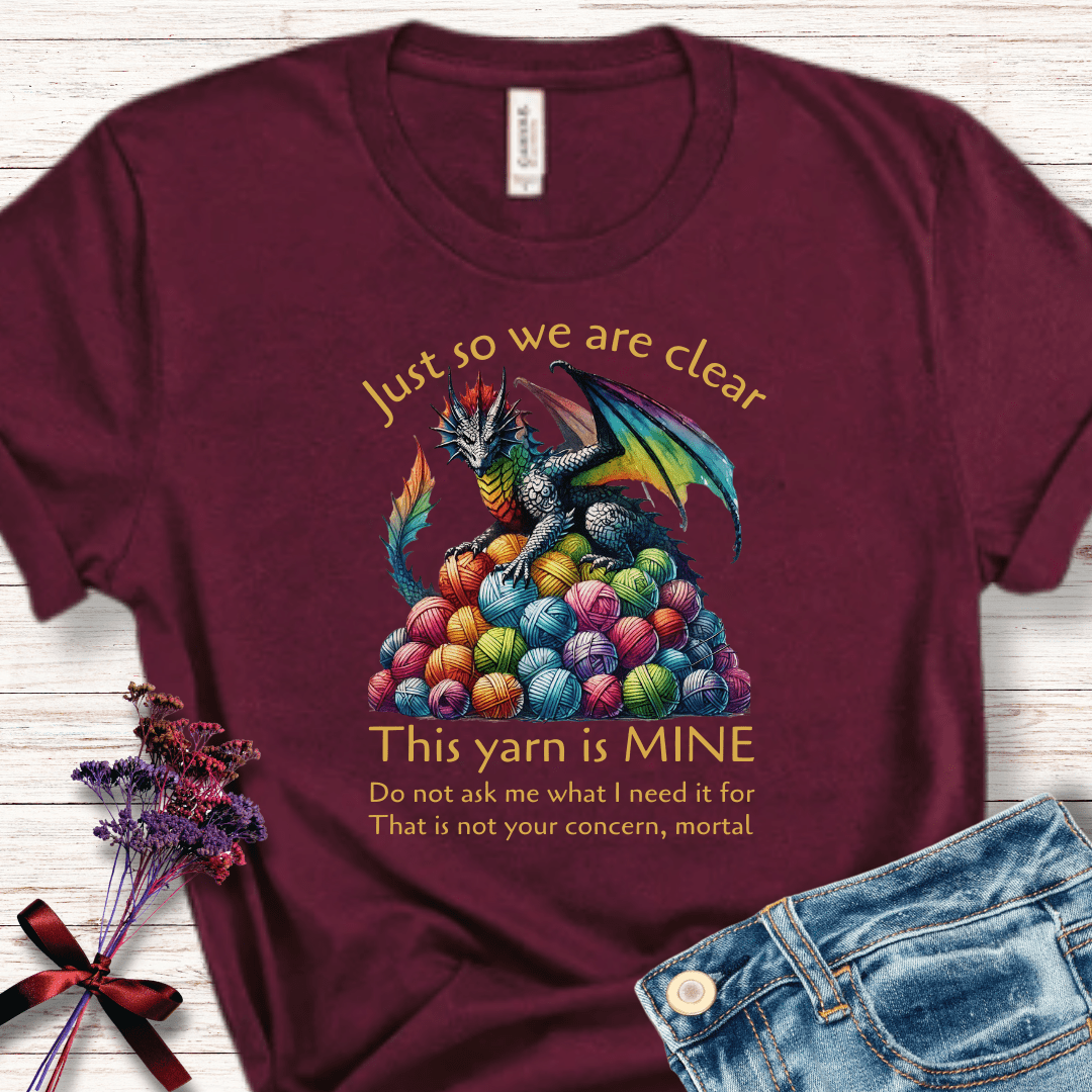 Yarn Dragon with slogan T-Shirt Maroon / S