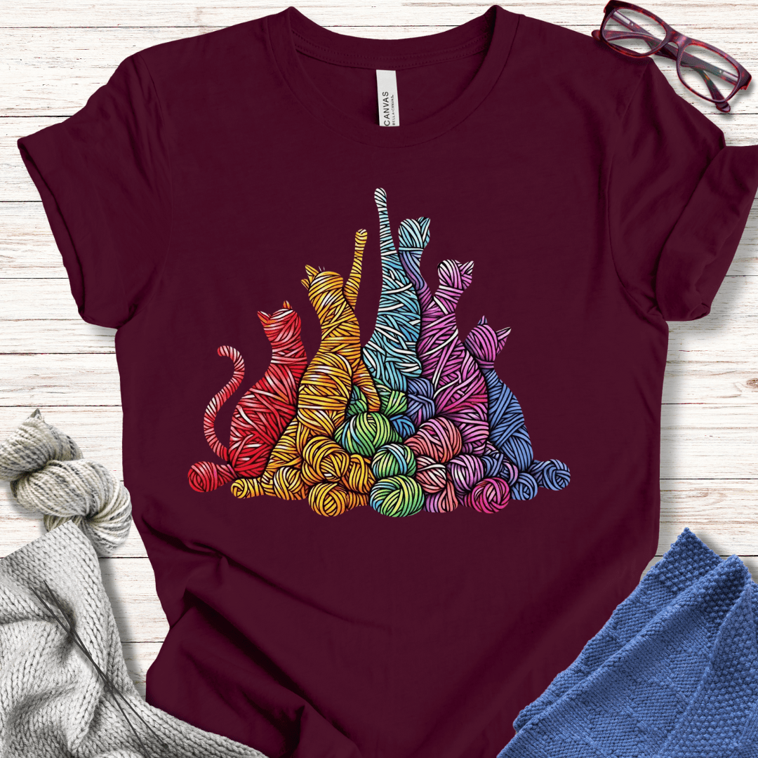 Fiber Felines T-Shirt Maroon / XS
