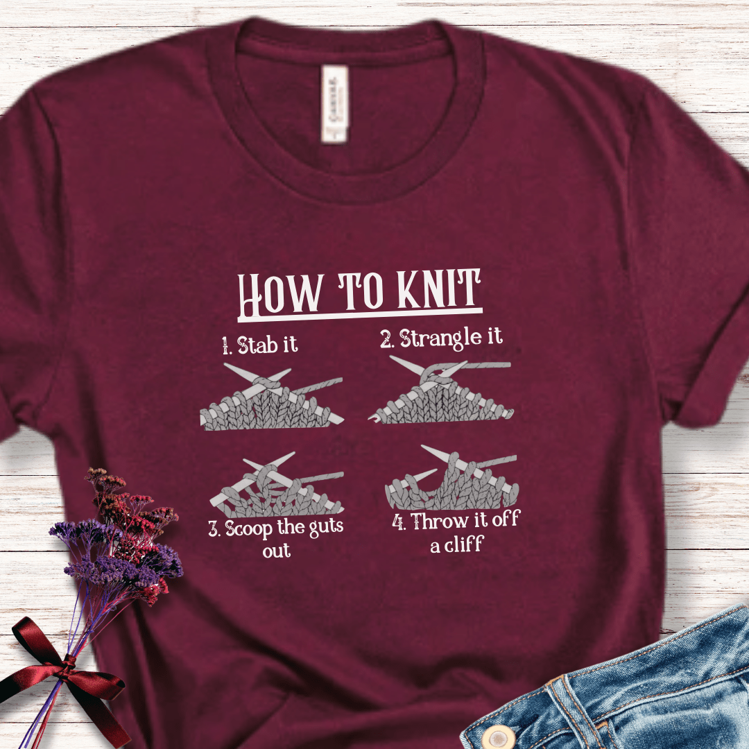 How to knit T-Shirt Maroon / XS