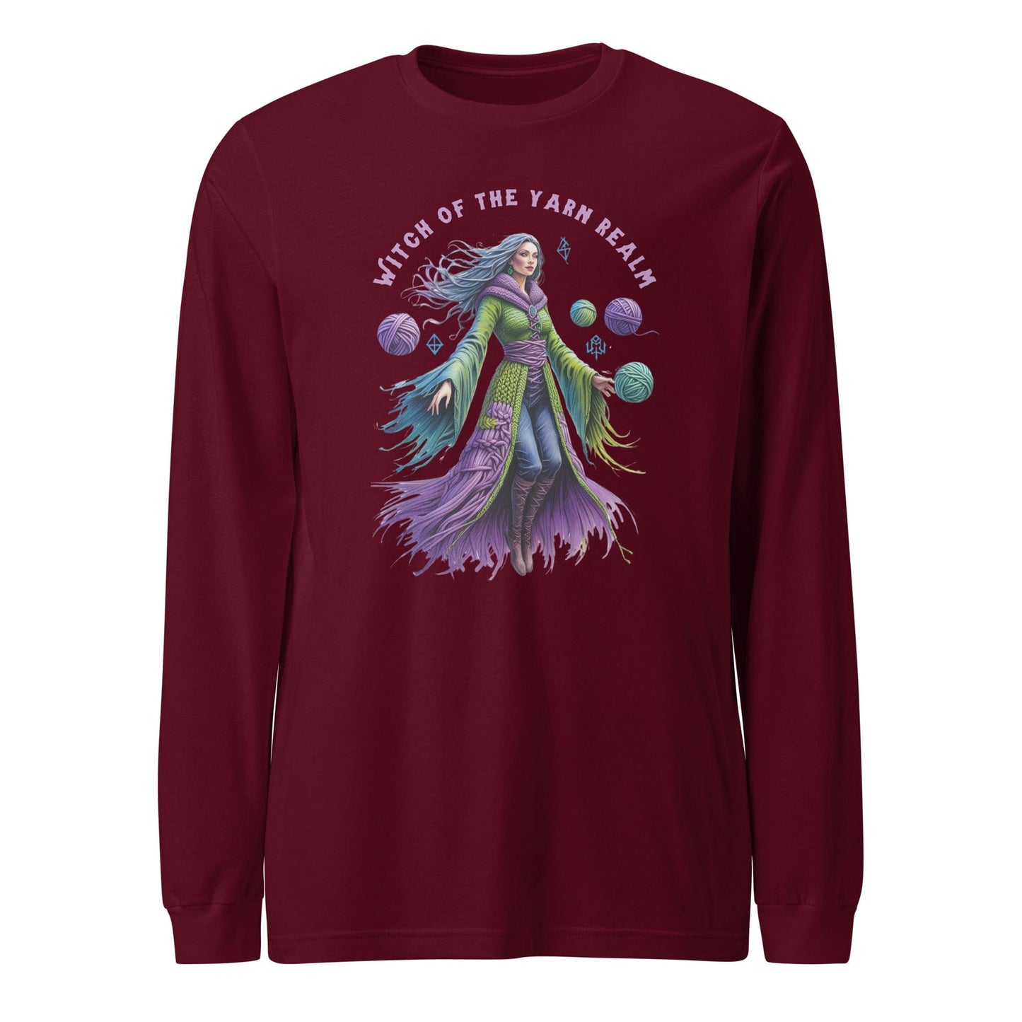 Witch of the Yarn Realm Long Sleeve Tee Maroon / XS