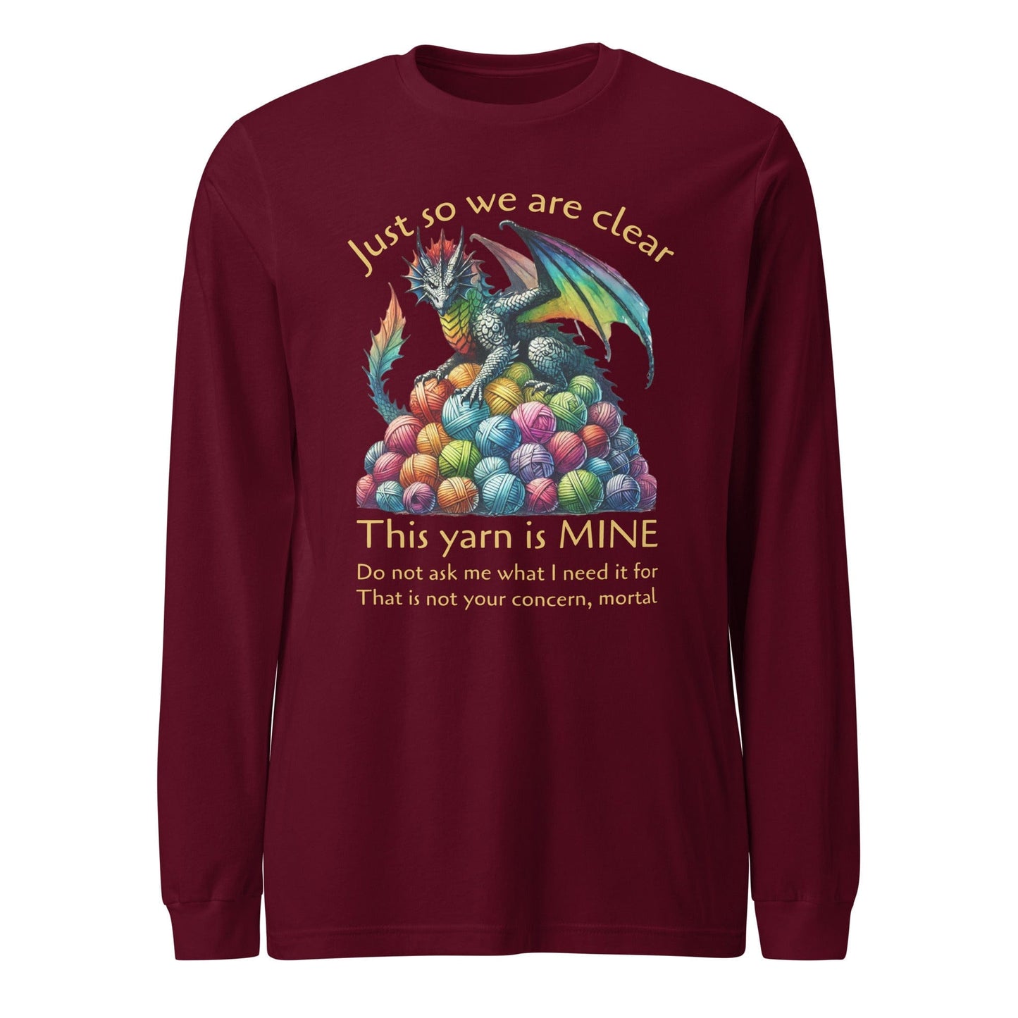 Yarn Dragon with slogan Long Sleeve Tee Maroon / XS